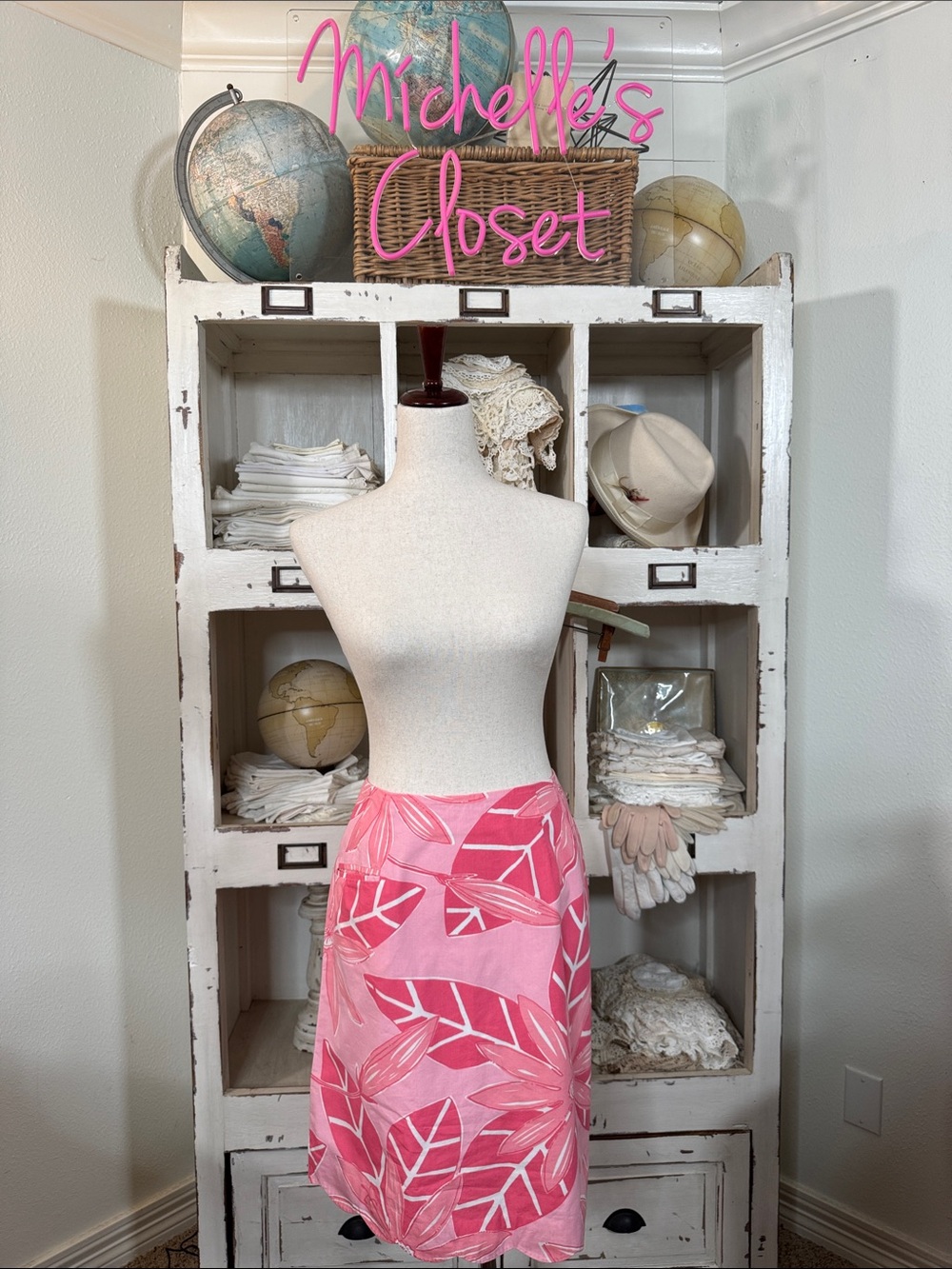 Lilly Pulitzer Pink and White Striped A-Line Skirt—Scalloped Bottom